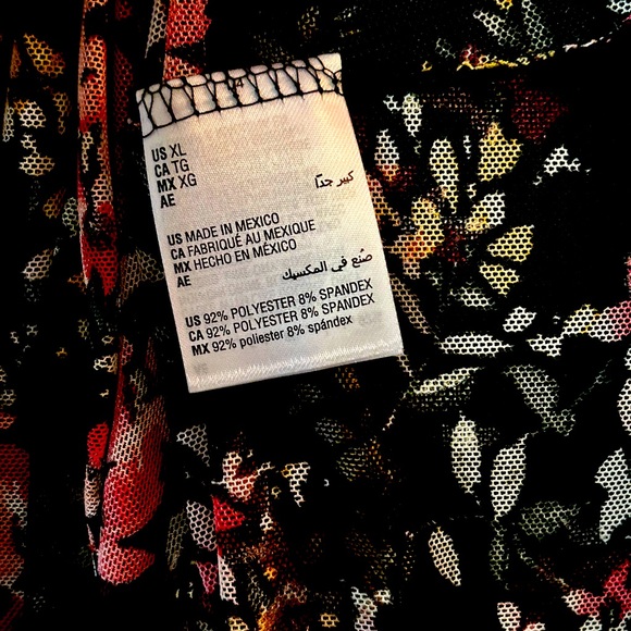 INC International Concepts Floral-Print Mock-Neck Ruched Mesh Dress Size XL - Picture 8 of 16